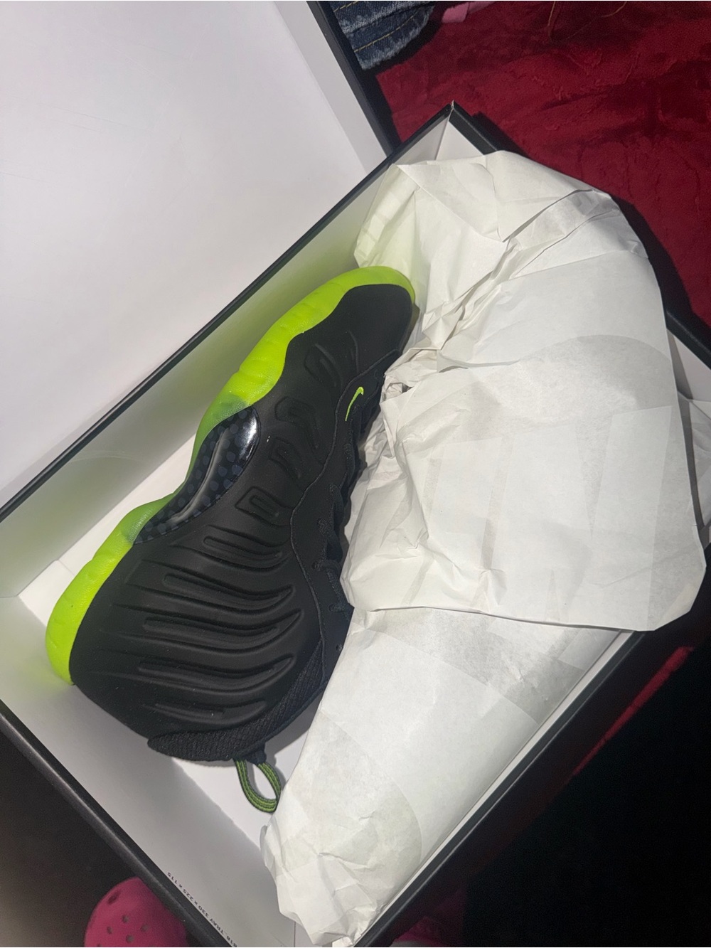 Men's Black and Neon Green Foam posites Sneakers
